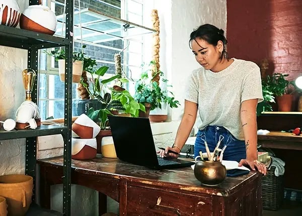 woman entrepreneur working in her office