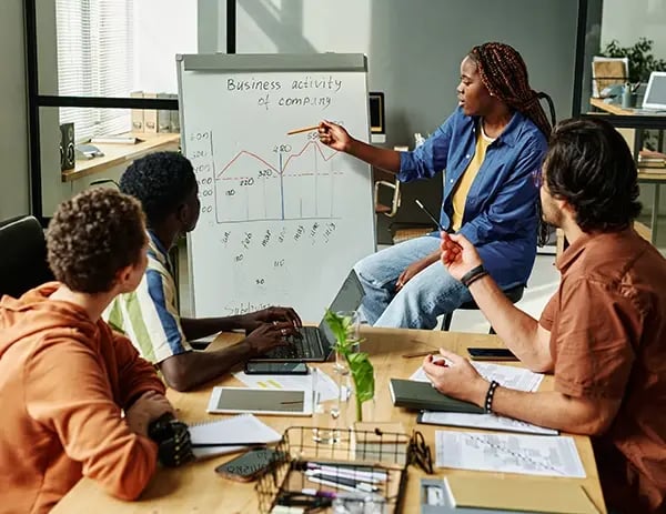 woman leading her company in a meeting