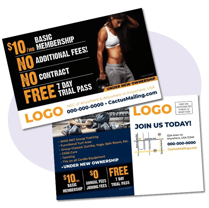 Sample Exercise and Fitness postcard by Cactus Mailing