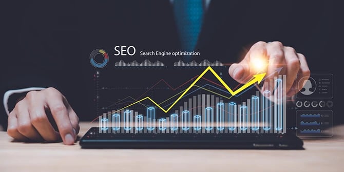 Illustration of traditional SEO search engine optimization analytical tools.